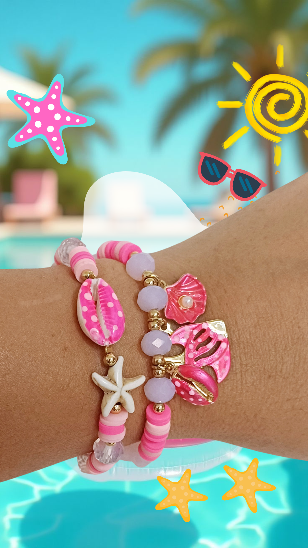 Set de Pulseras Playeras Charms Marinos