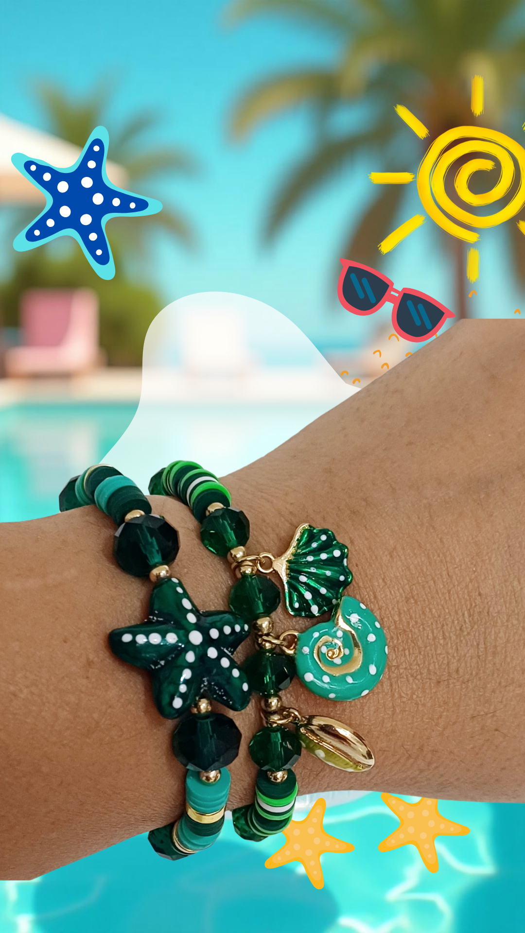 Set de Pulseras Playeras Charms Marinos