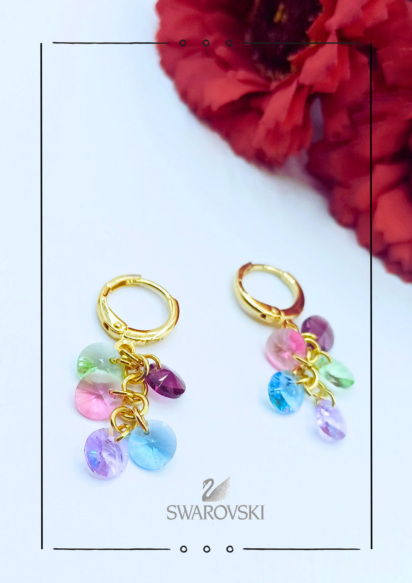 Aretes de Swarovski Cascada multicolor