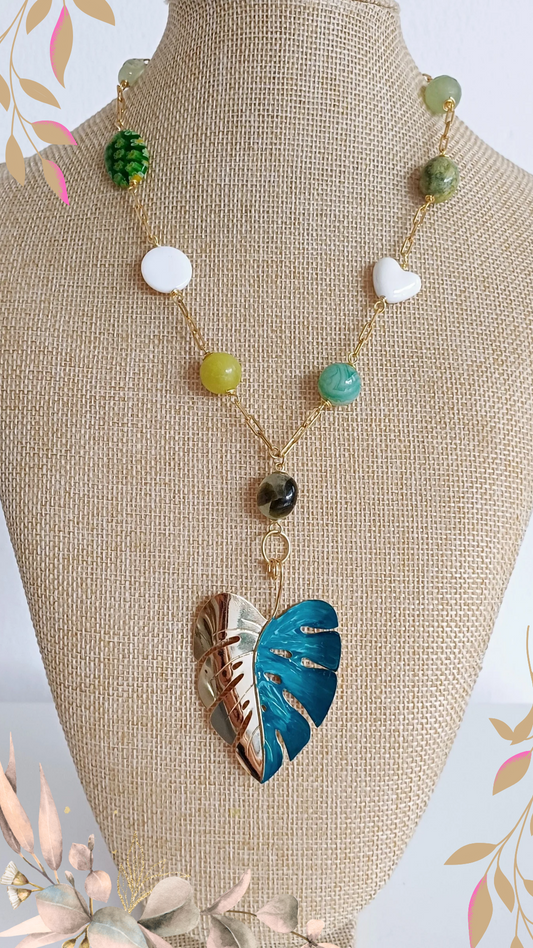 Collar Hoja Mostera tropical