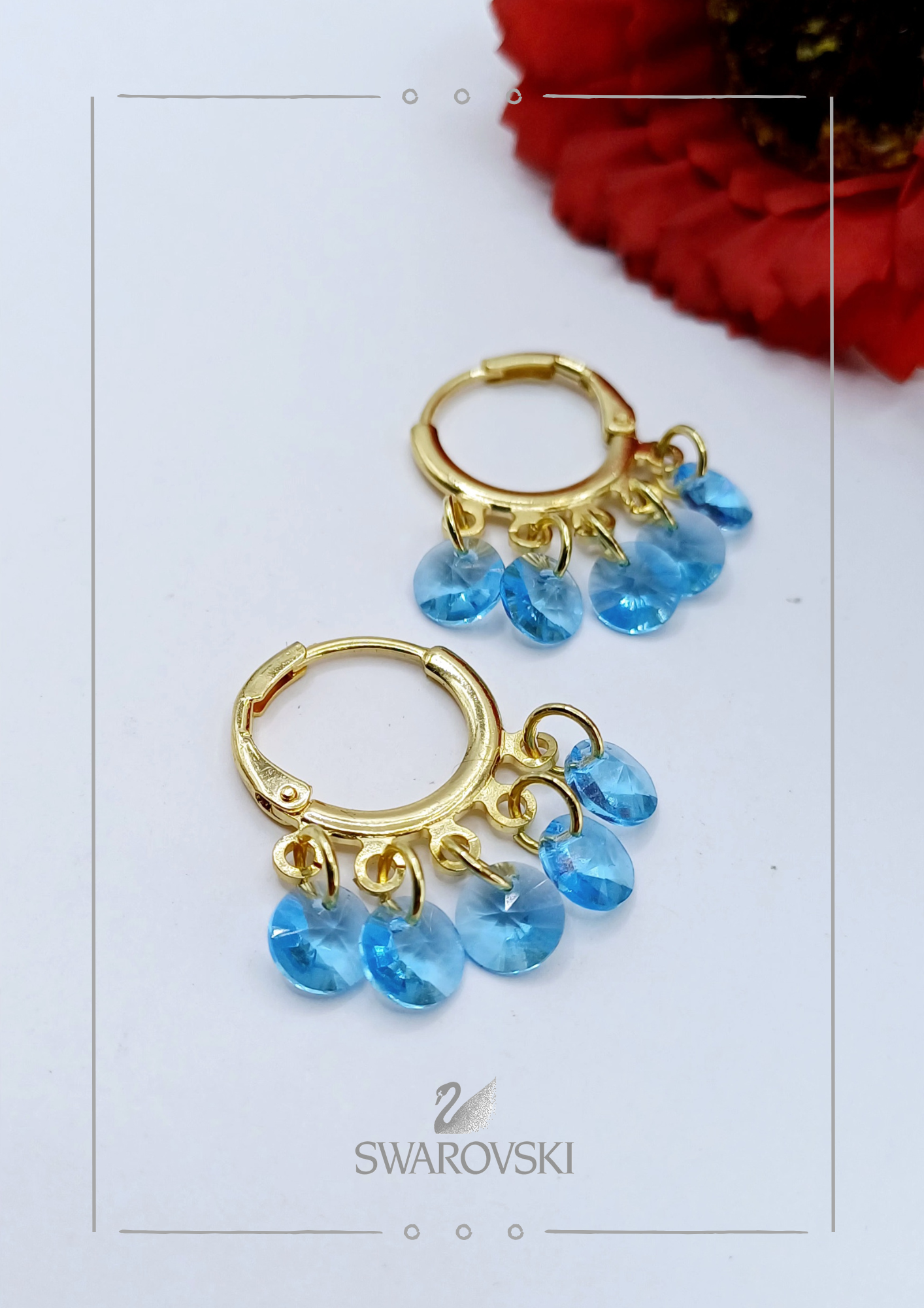Argollas Abanico Sw Celeste