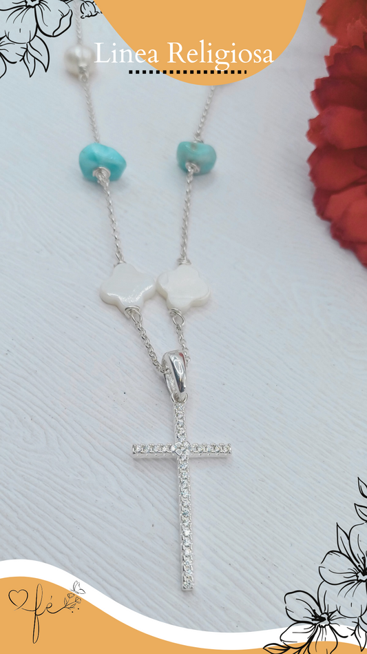 Cadena de Crucifijo micropave Plata Ley