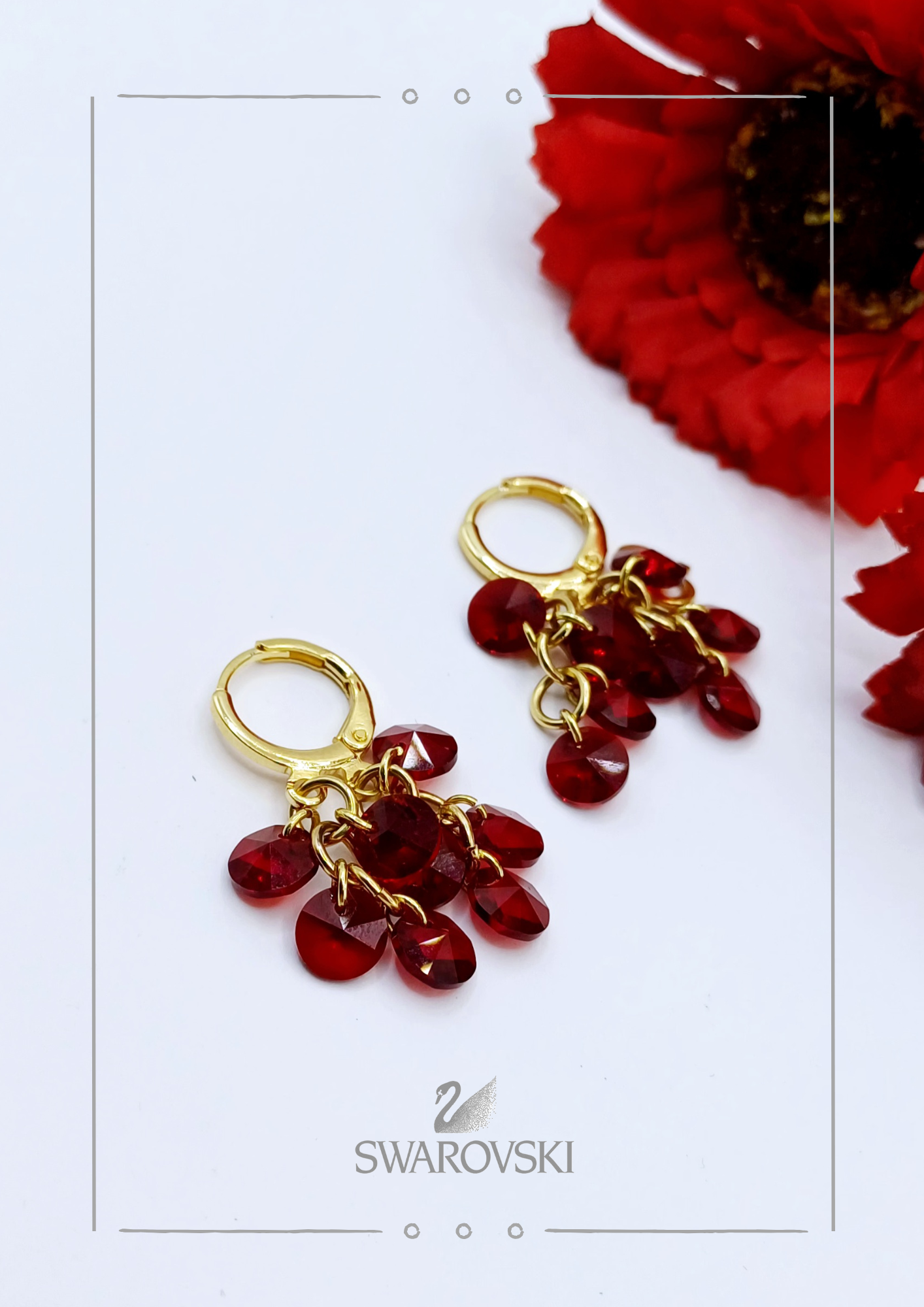 Argollas Cascada Sw Rojo